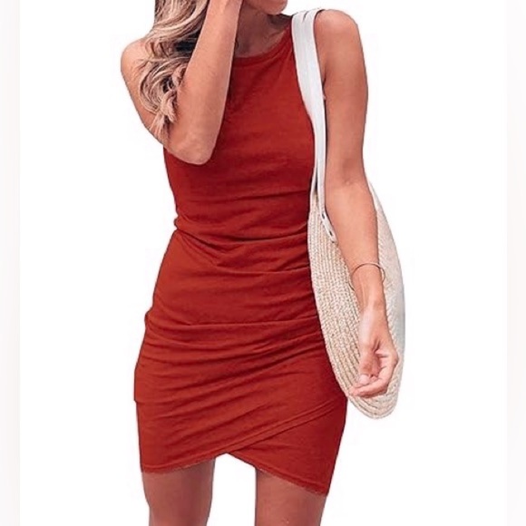 Nine West Dresses & Skirts - Nine West Brick Red Tulip Hem Sleeveless Mini Dress